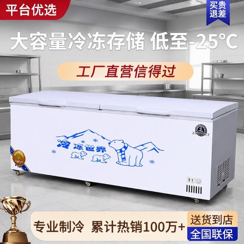 冰柜冰箱商用冷冻两用双开门大容量冷藏卧式冷柜展示柜保鲜铜管