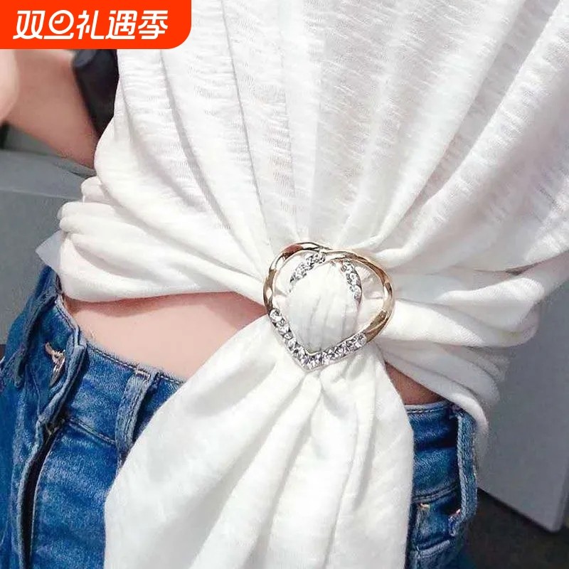 衣角扣t恤扣环固定下摆打结扣韩版创意丝巾扣高档两用奢华方巾扣
