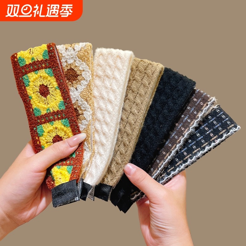 2025新头发魔术贴针织束发带洗脸发箍女成人刘海碎发整理神器秋冬