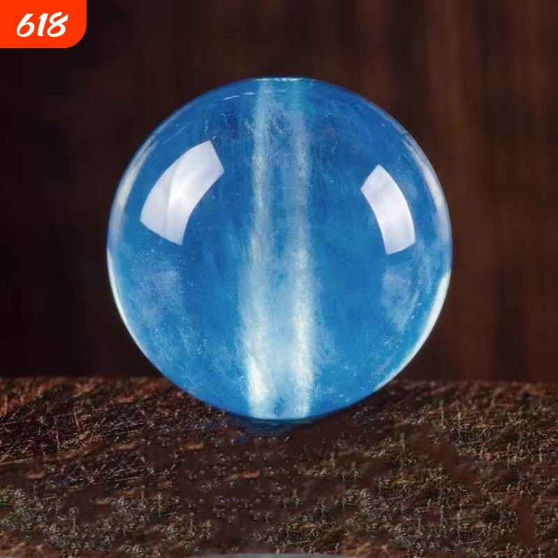 天然高冰透海蓝宝散珠水晶手链蓝水晶珠子多宝手串配珠diy配件