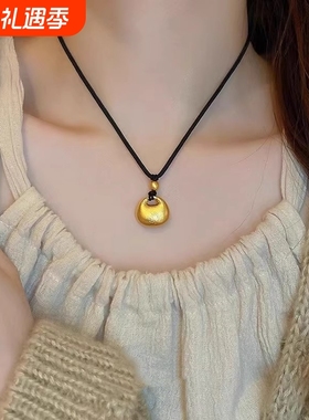 小金坨吊坠金古法黄金色项链女转运珠小胖福吊坠平安锁送女友礼物