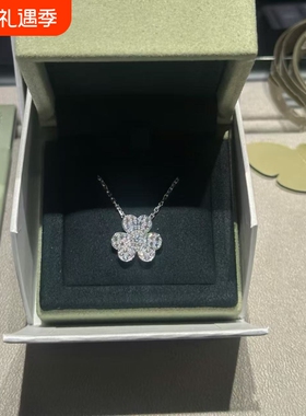 社交无压力顶级高定品质满钻三叶草项链花瓣S925纯银链玫瑰金白金
