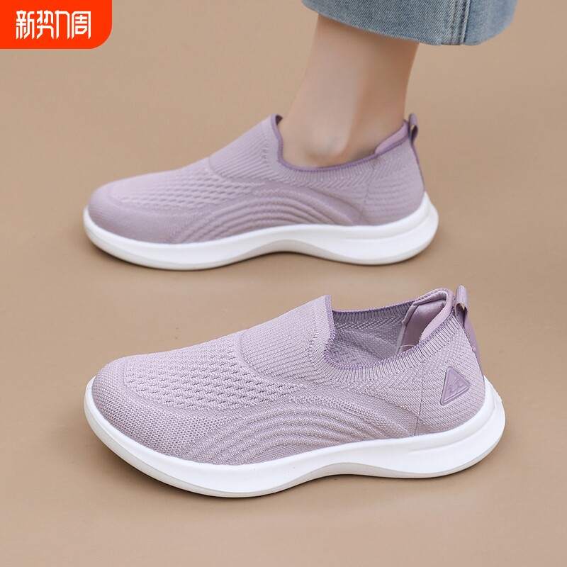 回力女鞋老北京布鞋女透气轻便舒适一脚蹬休闲鞋健步鞋妈妈鞋网面