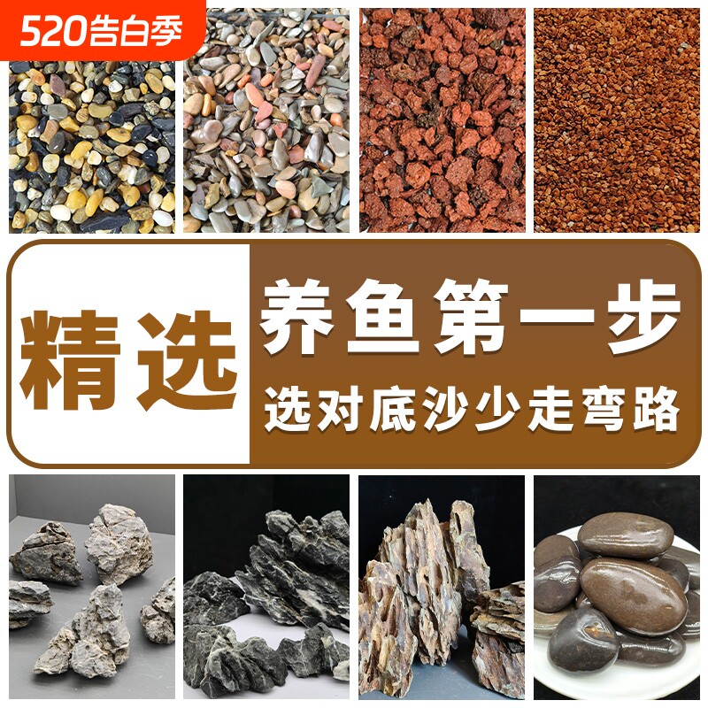鱼缸天然底砂造景南美装饰溪流石头乌龟铺底沙子生态水晶雨林养鱼
