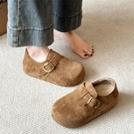 厚底加绒内增高勃肯鞋女2025秋冬新款懒人一脚蹬全包豆豆鞋博肯鞋