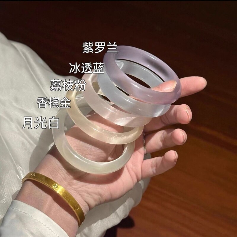 礼盒装高级中式美人镯白月光镯子冰蓝手镯新款
