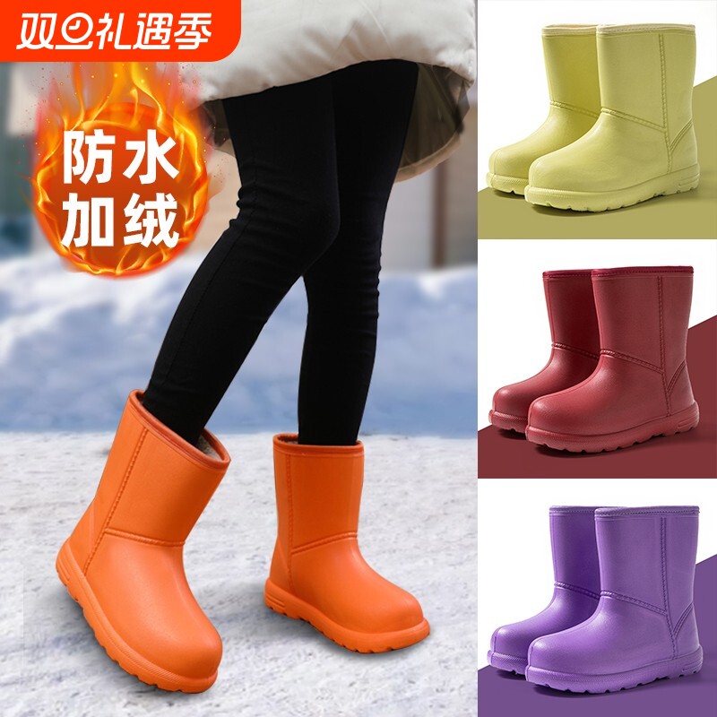 加绒雨鞋雪地靴女款冬季2025新款成人女士高颜值时尚防水防滑水鞋