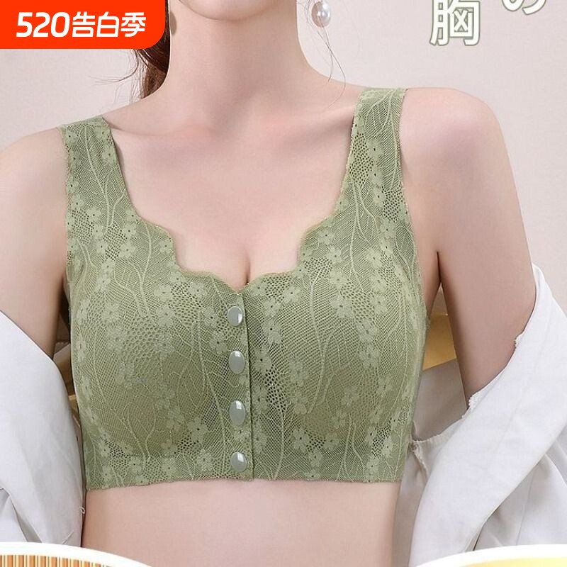 妈妈内衣文胸中老年人无痕前扣背心式大码中年妇女聚拢无钢圈胸罩