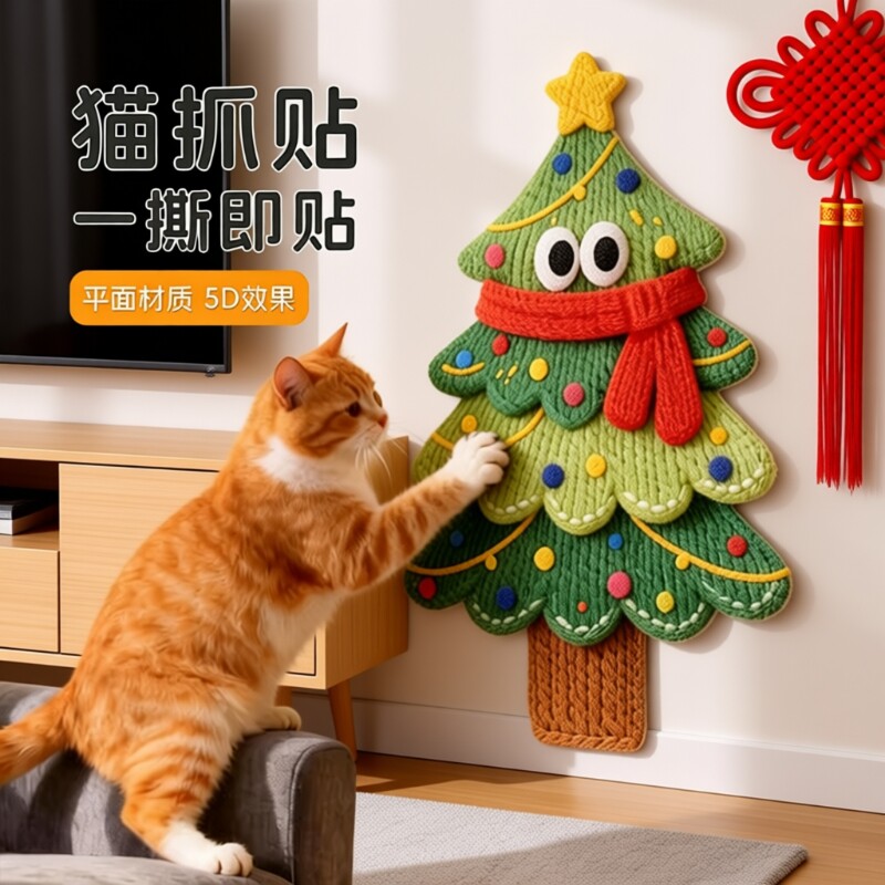 5D猫抓板耐磨不掉屑立式墙贴防猫抓沙发保护贴逗猫玩具2026年耐