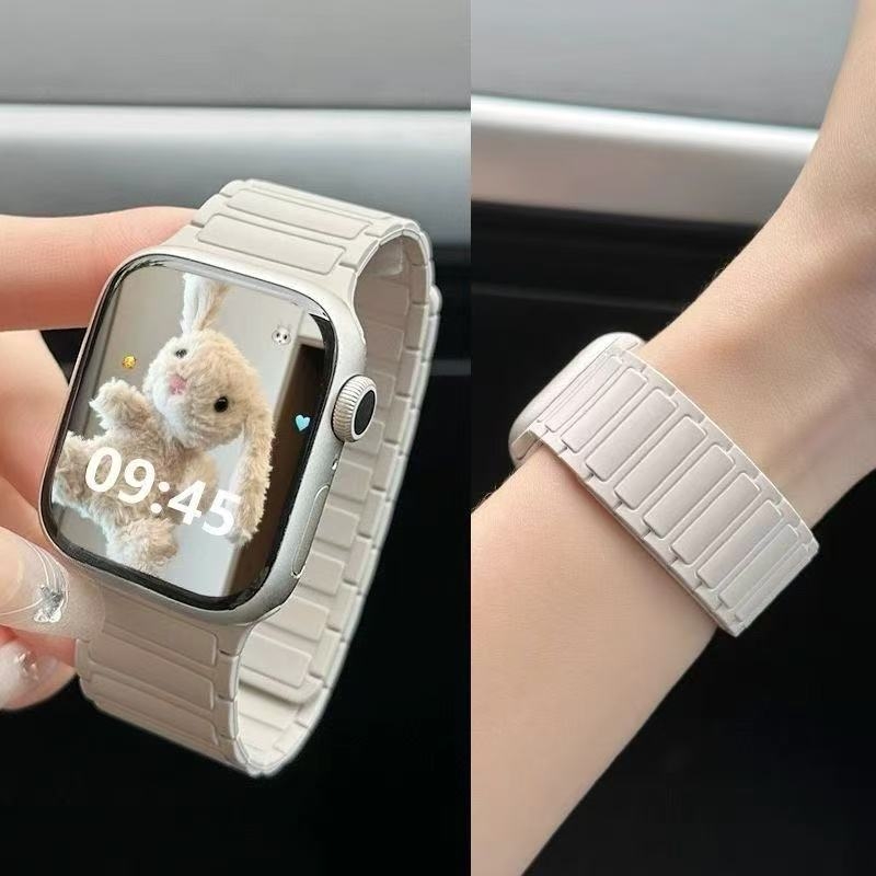 张倩仪同款适用S10苹果S9手表iwatch10表带applewatch9磁吸硅胶S8腕带Ultra女款SE运动8男S7新配色撞色夏秋季