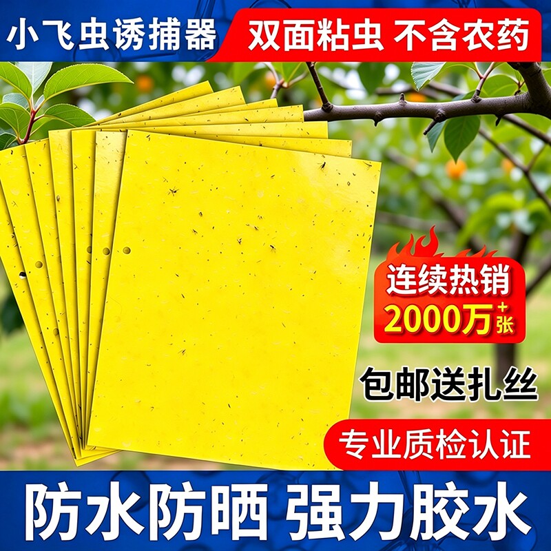 黄板双面粘强力粘苍蝇纸灭蝇纸粘虫诱虫蝇板果蝇诱捕神器蚊子室外
