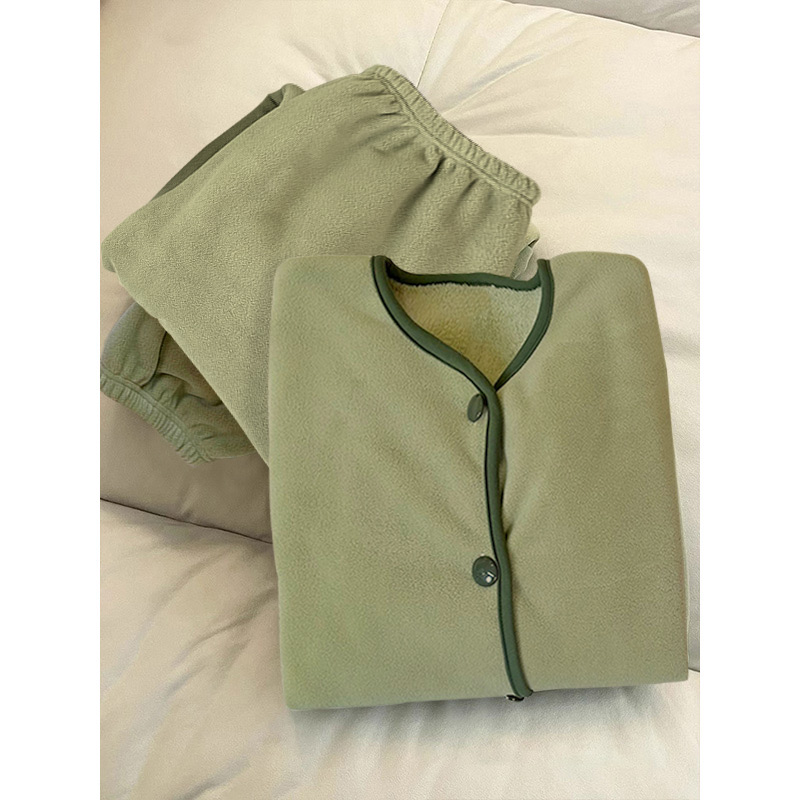 小香风珊瑚绒睡衣女冬季新款加绒加厚法兰绒家居服套装冬可外穿