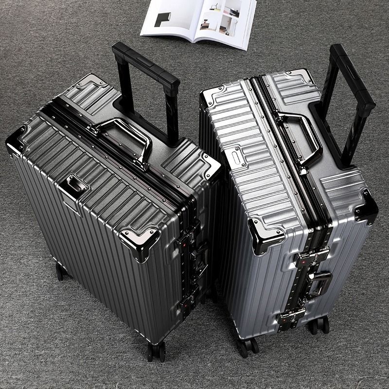 行李箱女拉杆箱子男结实耐用铝框皮箱学生旅行箱密码箱大容量可坐