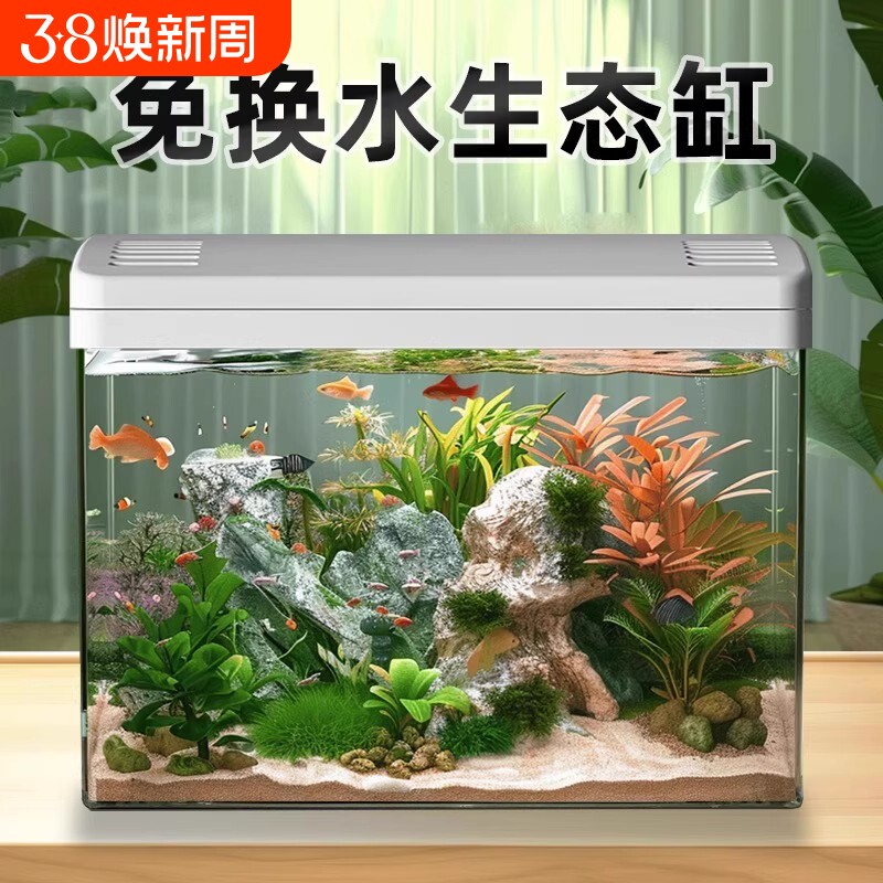 鱼缸客厅家用2025新款过滤制氧一体专业造景金鱼斗鱼小型生态缸