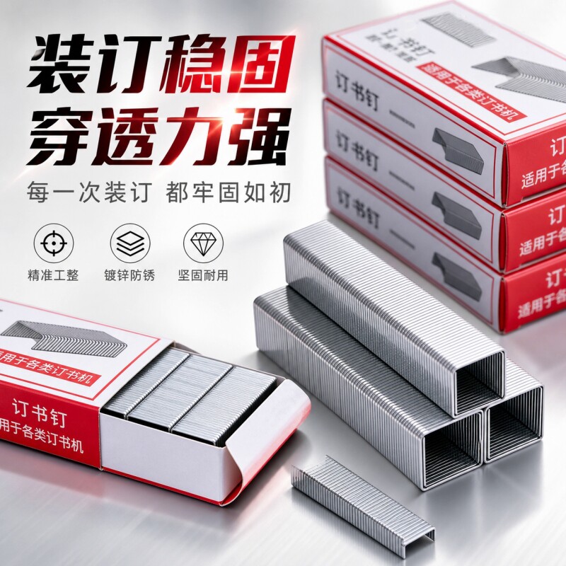12号订书钉24/6通用不锈钢防锈装订稳固穿透力强办公文具学生财务适用标准型订书机钉子订书针高强度金属耐用图片