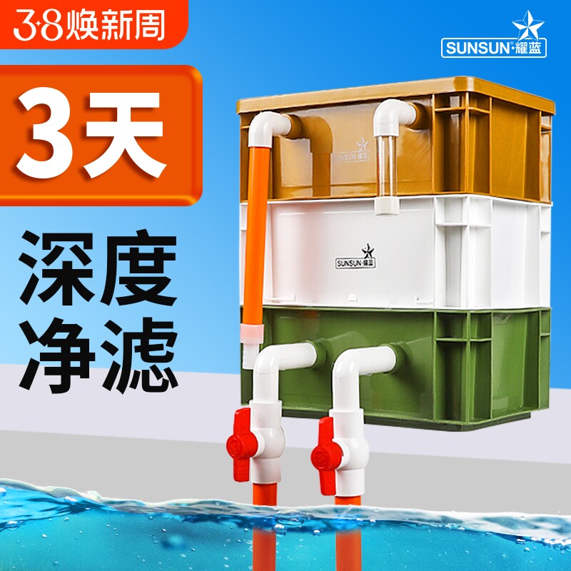森森周转箱过滤箱鱼缸鱼池过滤器水循环系统整套上滤滴流盒过滤盒
