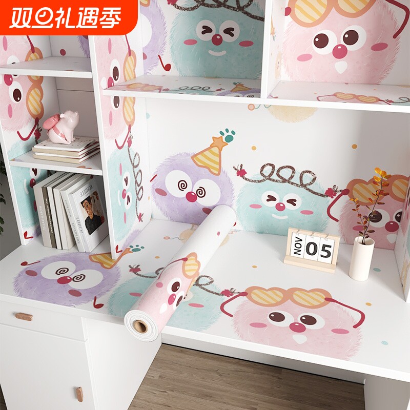 桌面贴纸防水自粘墙纸卡通桌贴宿舍书桌柜子翻新改造桌子加厚贴膜