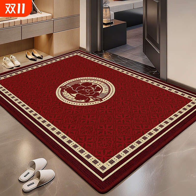 入户门地垫家用红色玄关门厅吸水防滑垫子可裁剪地毯门垫进门脚垫