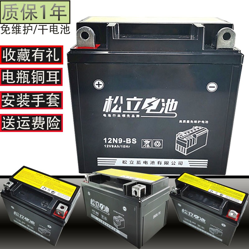 摩托车电池12N9-BS免维护踏板弯梁三轮通用蓄水电瓶大安数耐低温