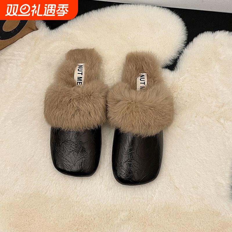 小香风外穿毛毛拖2025秋冬毛毛鞋一脚蹬穆勒包头半拖鞋女其他拖鞋