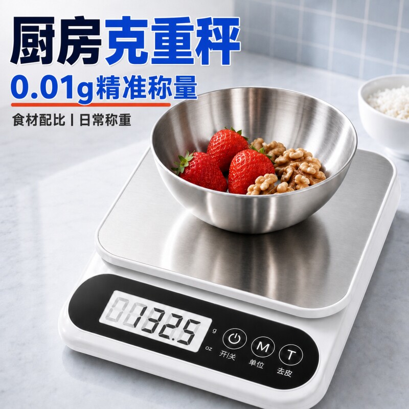 高精度小型克称电子秤厨房秤电子称烘焙家用商用食物克重称精准