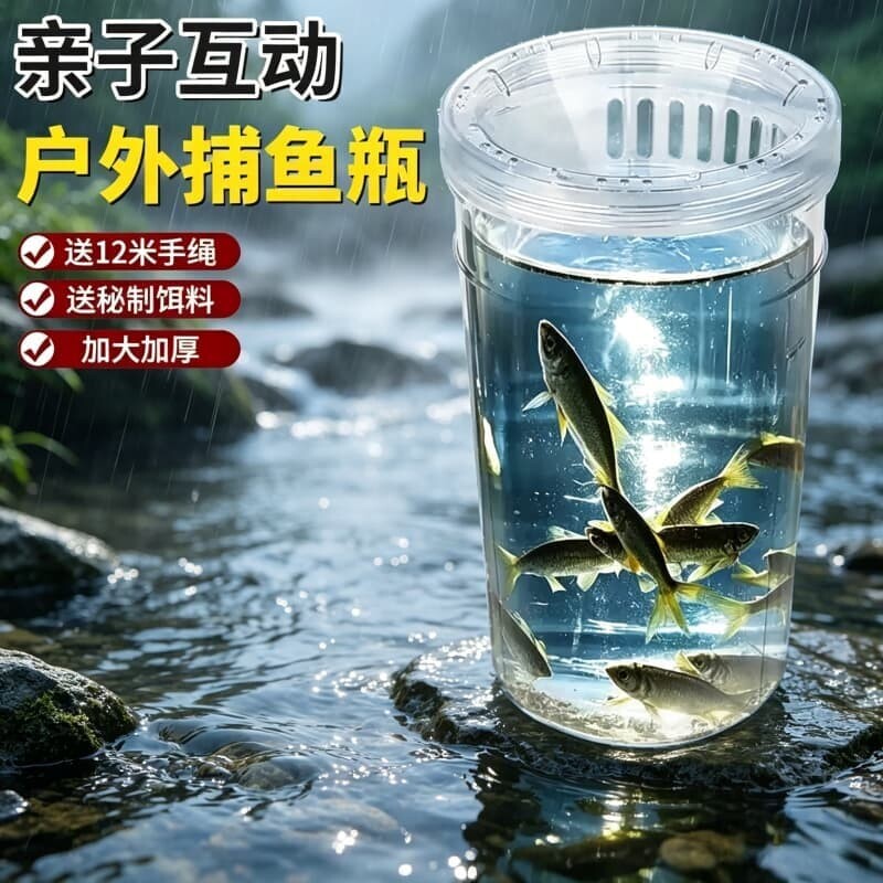 捕捉鱼神器亲子户外抓鱼神器倒须捕鱼瓶瓶鱼虾网小溪钓鱼捞鱼神器