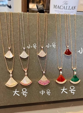 情人节小裙子项链扇形吊坠女纯银小众白贝母锁骨链玫瑰金新款珠宝