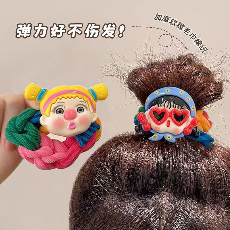 高弹力马尾发圈橡皮筋女扎头2025新款卡通发绳丸子头发饰女孩头绳