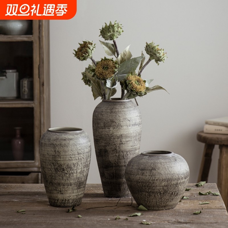 景德镇复古插花陶瓷花瓶电视柜禅意插花家居酒店客厅软装饰品摆件