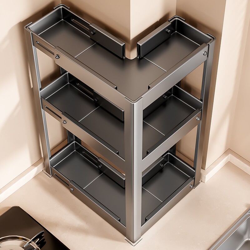 可伸缩厨房转角调料品菜刀架置物架台面多功能拐角调味收纳放置架