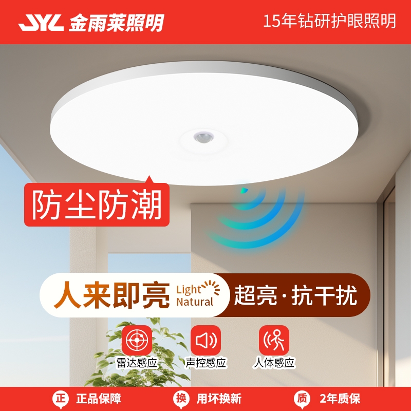 金雨莱led感应灯楼梯灯吸顶灯过道楼道红外人体自动感应雷达声控