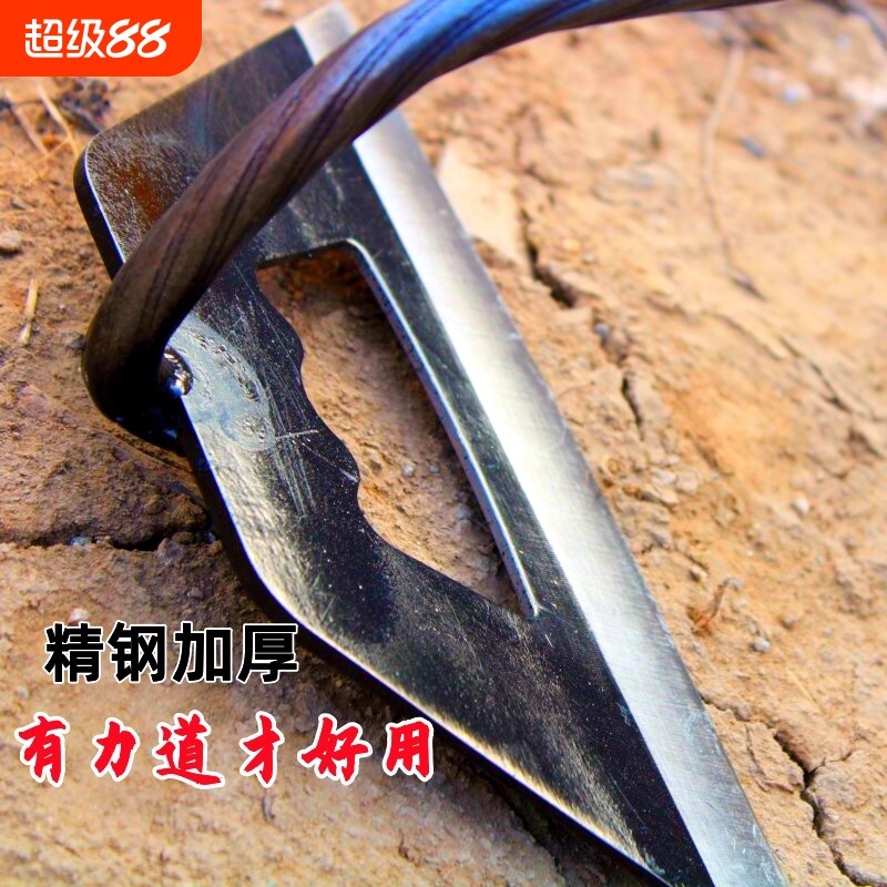 黑刀锄头开荒农具长柄锄草专用新款猛钢加厚木柄空心农用拔草神器图片