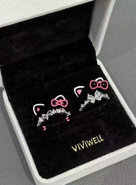 甜心公主蝴蝶结戒指银色闺蜜对戒二人对戒小众设计生日礼物送朋友