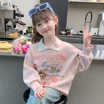 女童卫衣2025新款春装儿童洋气时髦上衣秋冬款女孩休闲加绒打底衫