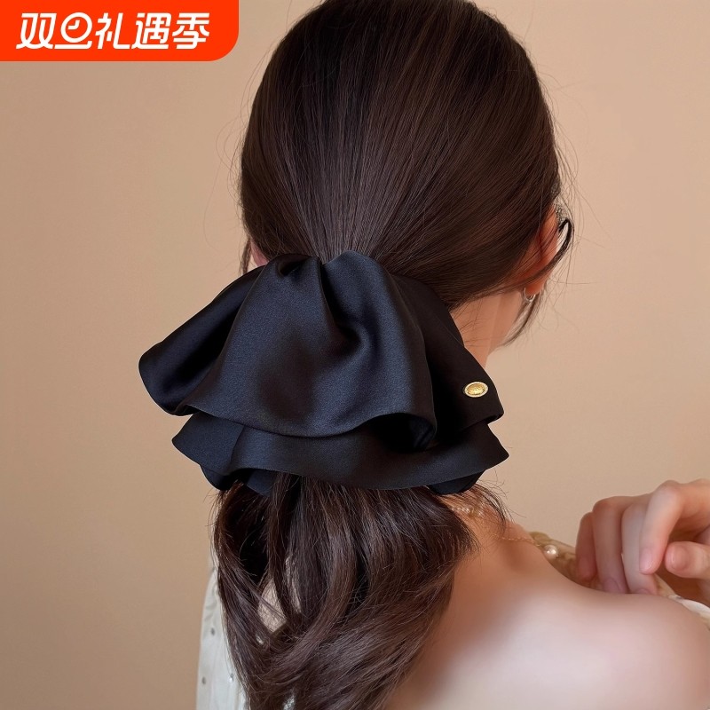 褶皱后脑勺裙摆抓夹头饰女2025新款高端高级感缎面韩系马尾发夹子
