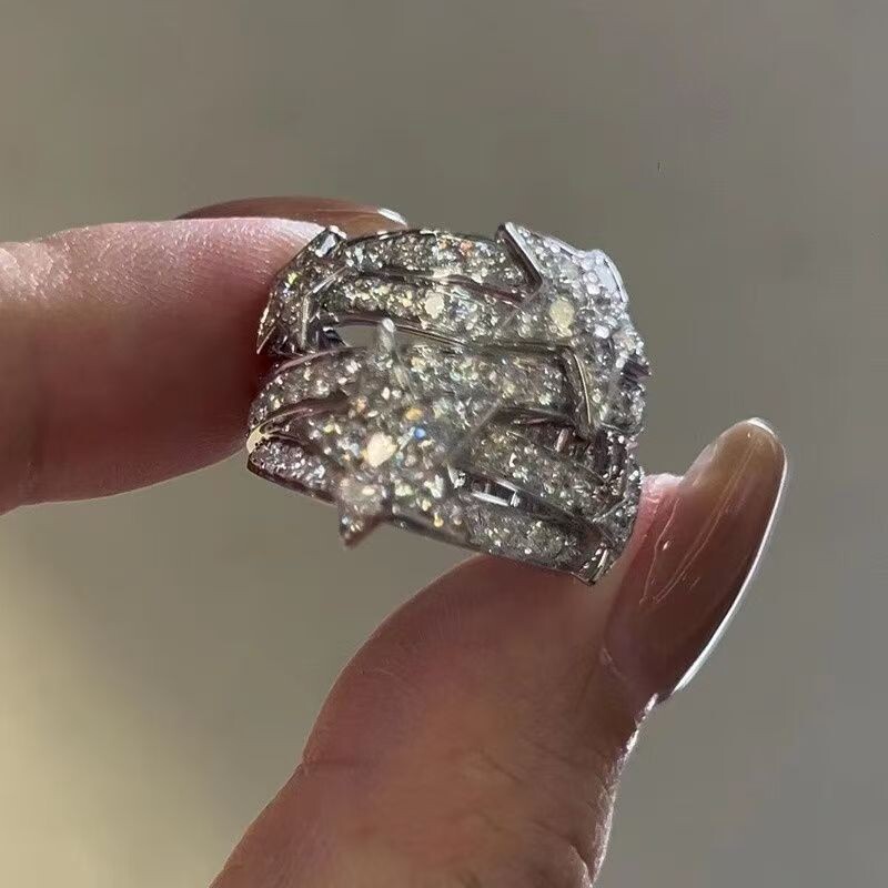 「伊丽莎白」中古轻奢满钻星星多层戒指千金感轻奢爆闪高级感指环