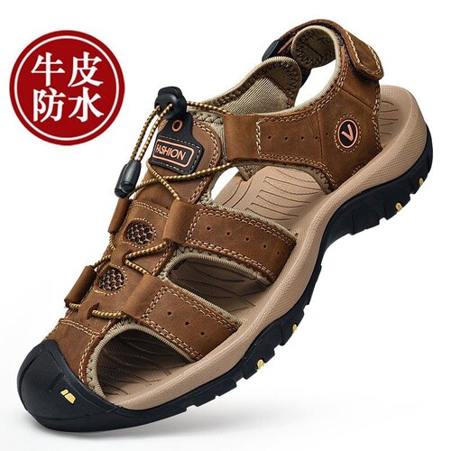 凉鞋意尔康处理断码特价夏季包头真皮沙滩鞋户外牛皮防水鞋子耐磨