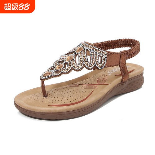意尔康心选shoes women凉鞋女2025夏季新款水钻夹趾凉鞋大码厚底