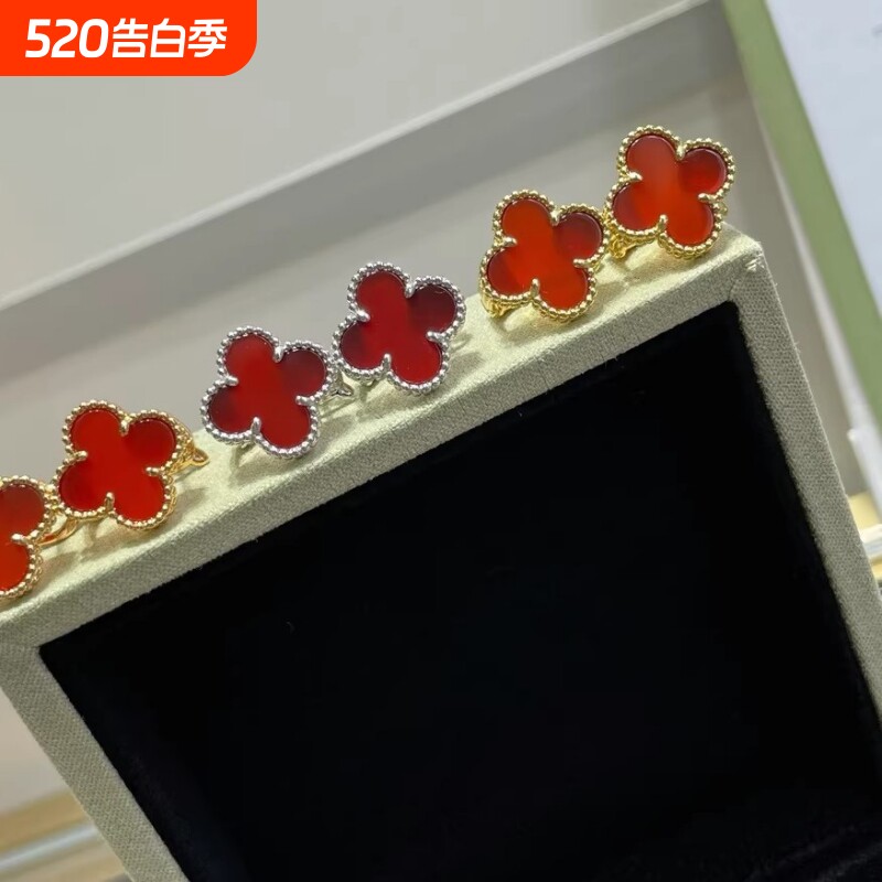 高版四叶草耳钉925银镀18k轻奢高级感气质大气耳环耳拍送女友礼