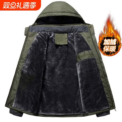 冲锋衣棉袄男款工作服加厚男士冬季加绒保暖防寒棉衣外套军绿黑色