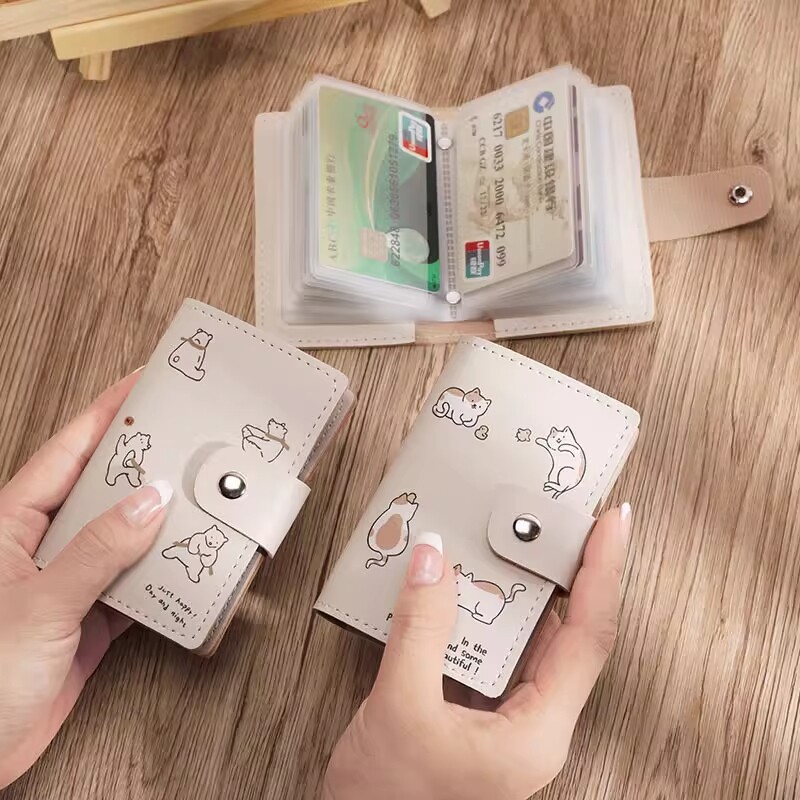 新款简笔小猫卡包可爱便携大容量多卡位超薄小巧卡片夹驾驶证证件
