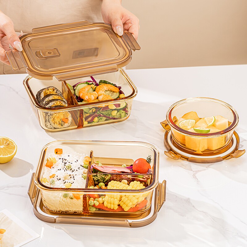 日本进口玻璃饭盒上班族带盖餐盒便当盒食品级密封图片