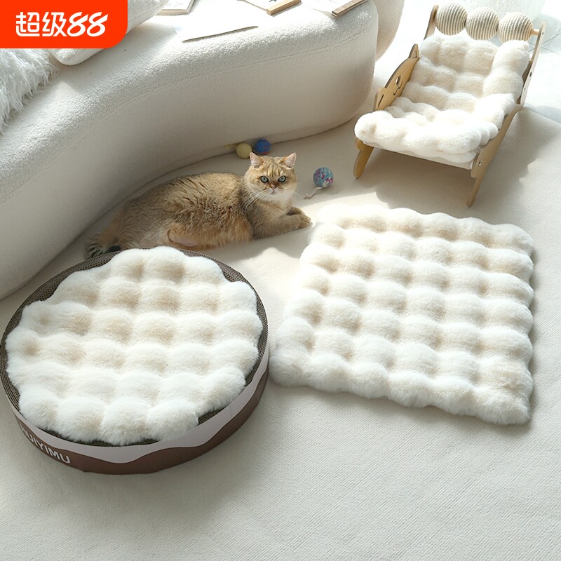 猫垫子睡觉垫圆形加厚加绒坐垫大猫狗窝兔毛绒猫咪垫保暖宠物垫子
