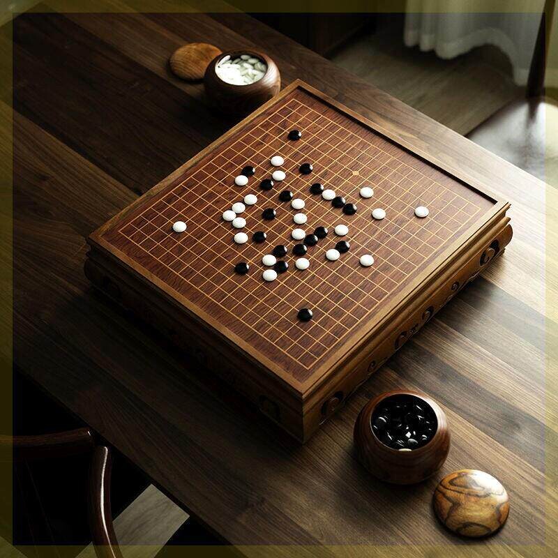 高档正品实木成人云子围棋棋盘围棋罐套装黑白五子棋子儿童初学者