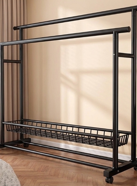 挂衣架晾衣架落地加粗加厚卧室简易双杆衣帽架子承重置物客厅帽子