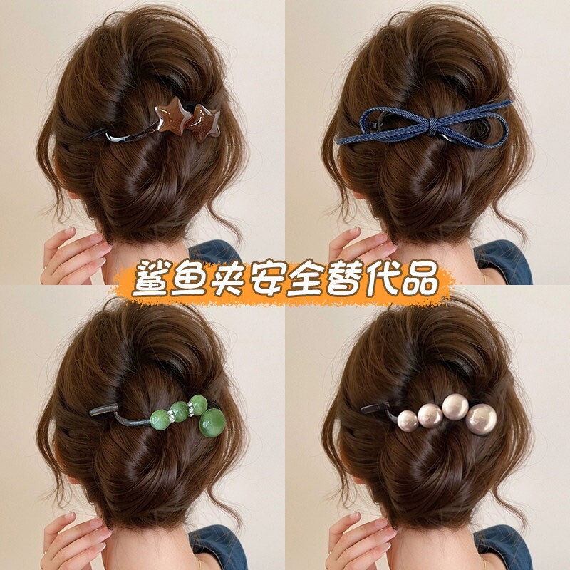 简约大号珍珠一字发夹女2026新款后脑勺高级感抓夹扭扭夹气质头饰