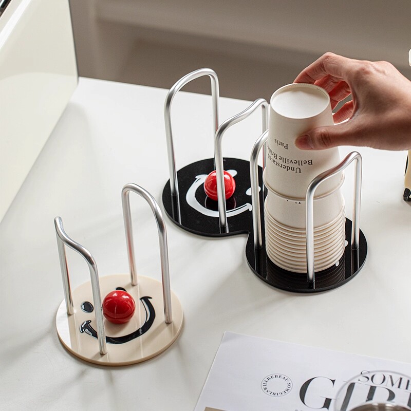 小丑杯子收纳置物架子家用饮水机纸杯架桌面咖啡茶杯倒挂取杯器