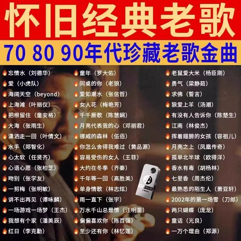 汽车载U盘音乐708090经典怀旧歌曲国语粤语老歌高品质USB音乐优盘