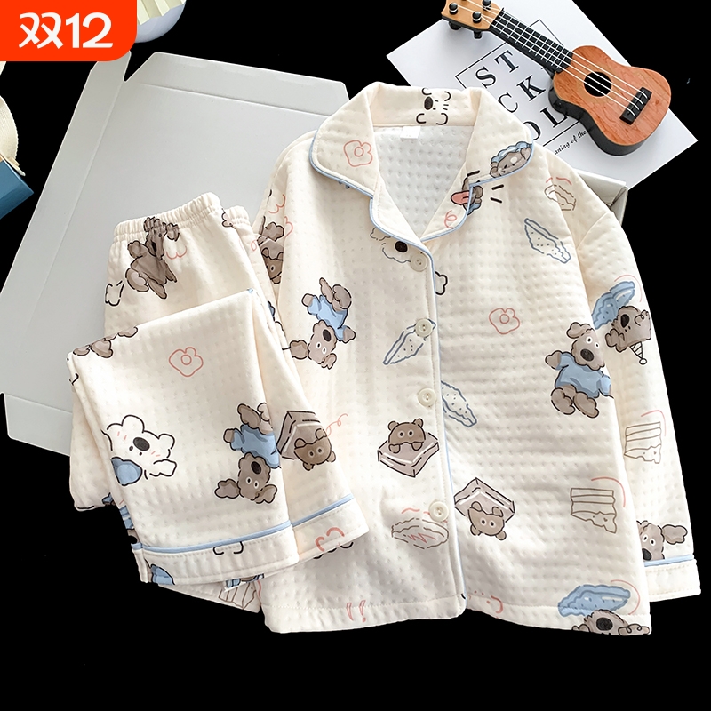 秋冬季女童儿童睡衣家居服套装