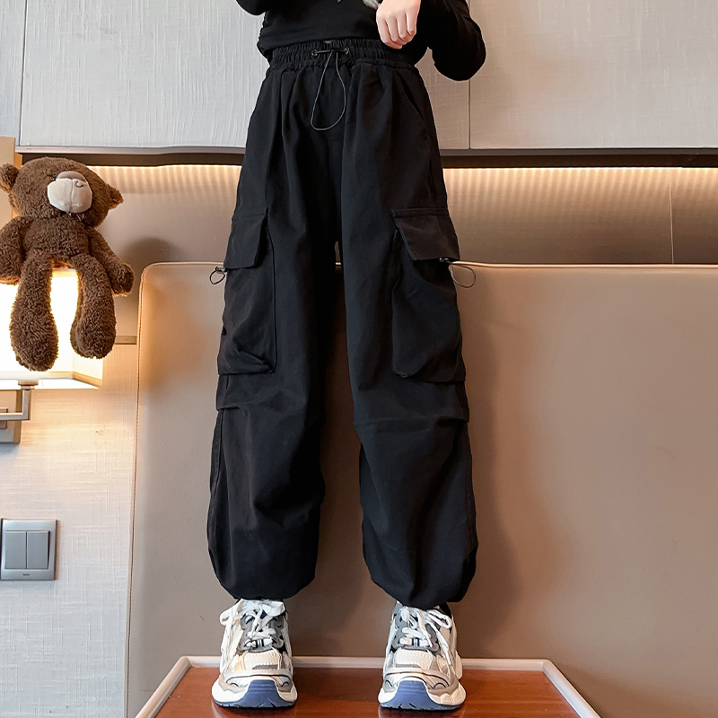 女童洋气工装裤潮秋装黑色